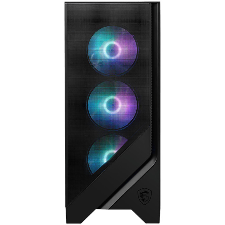 Кутия за компютър MSI MAG FORGE 321R AIRFLOW, Mid-Tower, ATX, LED Button, ARGB Hub, 4x 120mm ARGB Fans, Mesh Panel, Tempered Glass, Black
