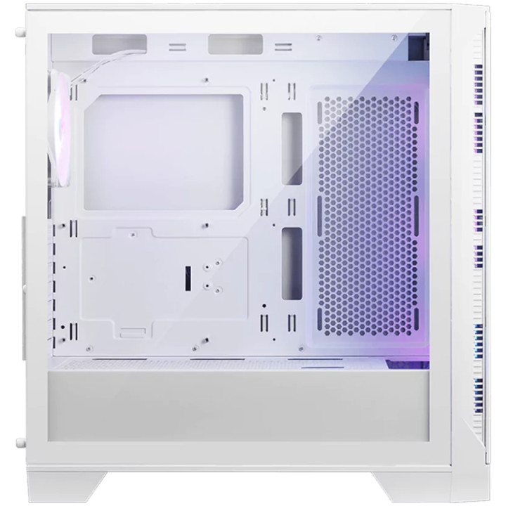 Кутия за компютър MSI MAG FORGE 320R AIRFLOW WHITE, Mid-Tower, ATX, LED Button, ARGB Hub, 4x 120mm ARGB Fans, Mesh Panel, Tempered Glass, White
