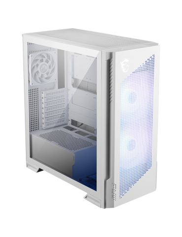 Кутия за компютър MSI MPG VELOX 300R AIRFLOW PZ WHITE, Project Zero, Mid-Tower, E_ATX, LED Button, ARGB Fan Hub, 2x 160mm ARGB   1x 120mm Black Dual Layer Blades Fans, Mesh Panel, Tempered Glass