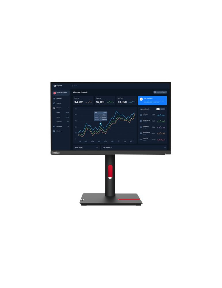 Монитор Lenovo ThinkVision T22i-30 21.5" IPS FHD WLED, 250cd/m2, 4ms, HDMI, DP, VGA, 4xUSB 3.2, USB-B 3.2, Raven Black - 63B0MAR6EU