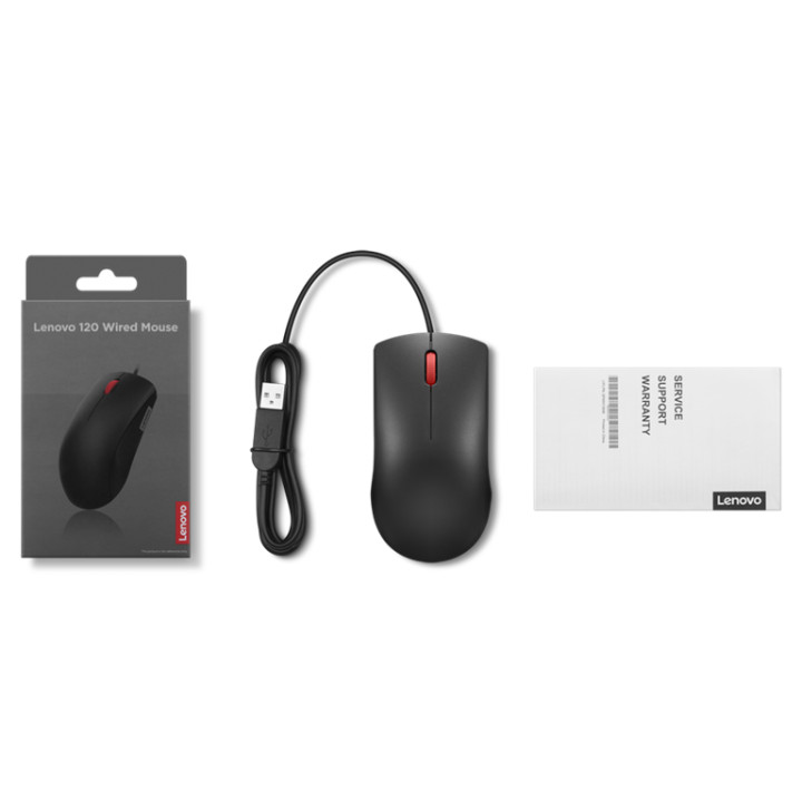 Геймърска мишка Lenovo 120, BLACK - GY51L52636