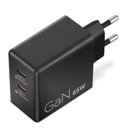 Адаптер за лаптоп Lenovo Dual USB-C 65W GaN Charger Black EU - 40AW065BEU