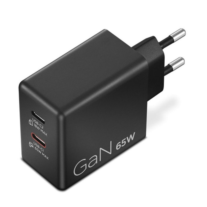 Адаптер за лаптоп Lenovo Dual USB-C 65W GaN Charger Black EU - 40AW065BEU