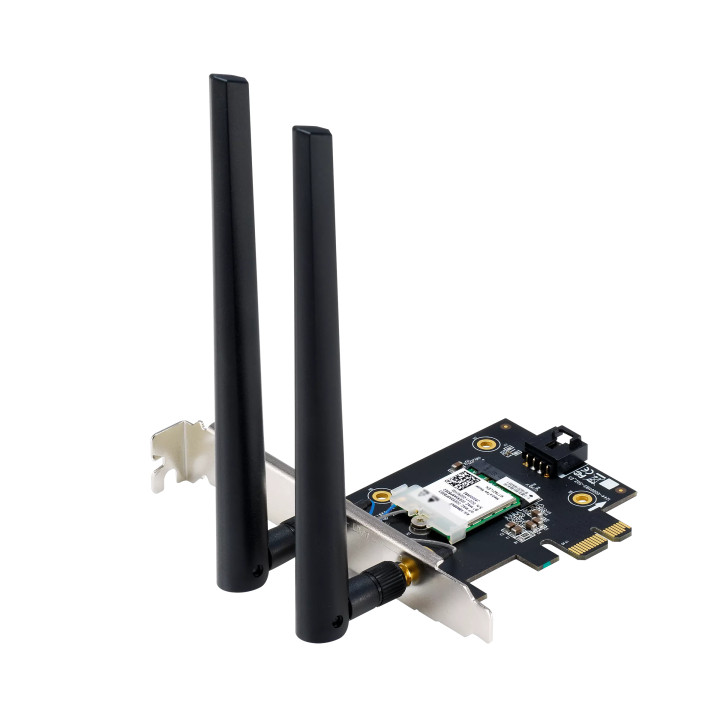Безжичен адаптер Asus PCE-BE6500 WiFi 7 PCI-e две външни антени и Bluetooth 5.4 - 90IG09G0-MO0B00