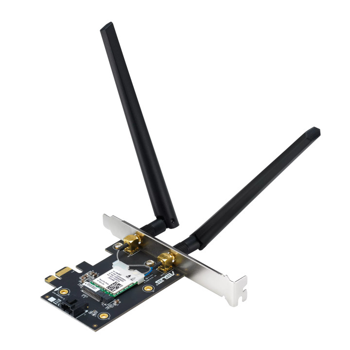 Безжичен адаптер Asus PCE-BE6500 WiFi 7 PCI-e две външни антени и Bluetooth 5.4 - 90IG09G0-MO0B00