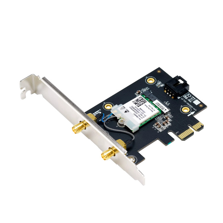 Безжичен адаптер Asus PCE-BE6500 WiFi 7 PCI-e две външни антени и Bluetooth 5.4 - 90IG09G0-MO0B00