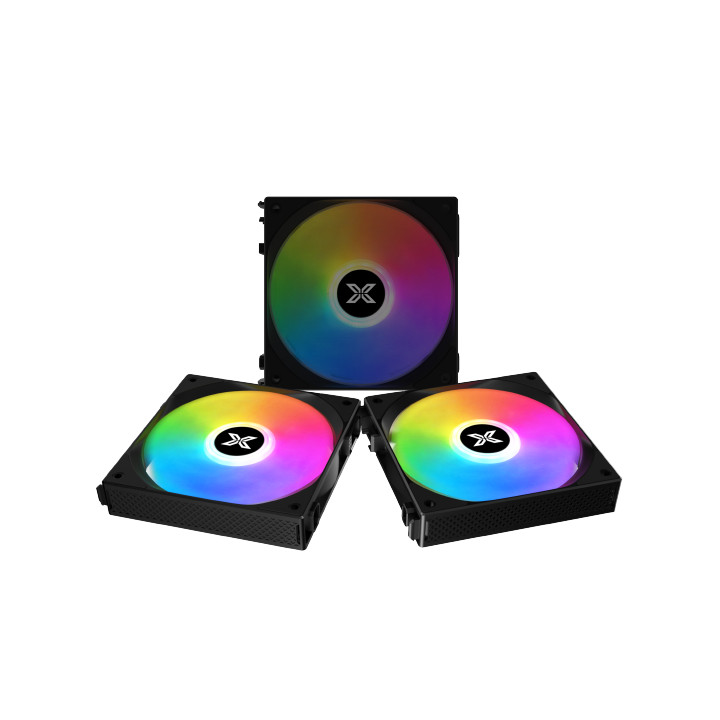 Комплект вентилатори 3бр Xigmatek Starlink, EN41303, 3PCS Black Easy Clip On & Smart Link Fan, 2PCS ARGB & PWM Cable, Mini ARGB Controller