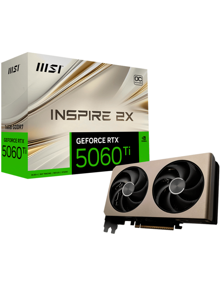 Видео карта MSI Nvidia GeForce RTX 5060 Ti 16G INSPIRE 2X OC, 16GB GDDR7, 128bit