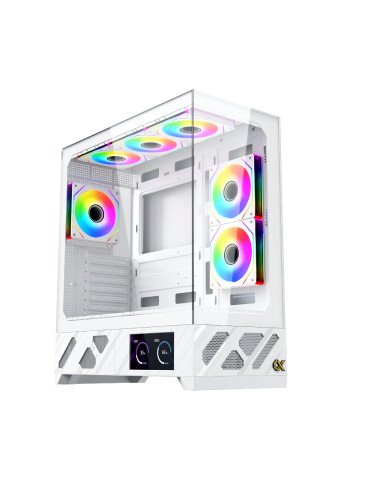 Кутия за компютър Xigmatek Alphard Pro Arctic, E-ATX, 6 inch LCD Display, 6бр. aRGB вентилатори - EN48234