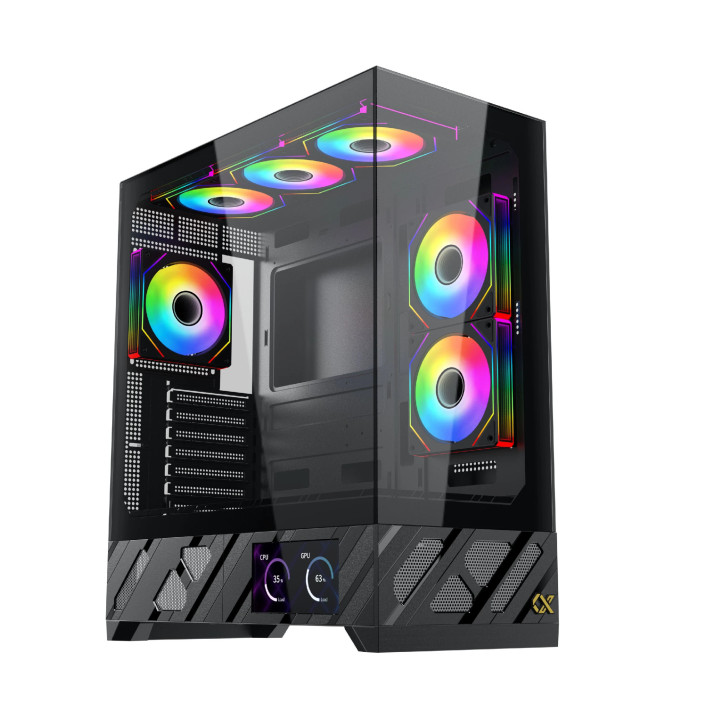 Кутия за компютър Xigmatek Alphard Pro, E-ATX, 6 inch LCD Display, 6бр. aRGB вентилатори - EN48227