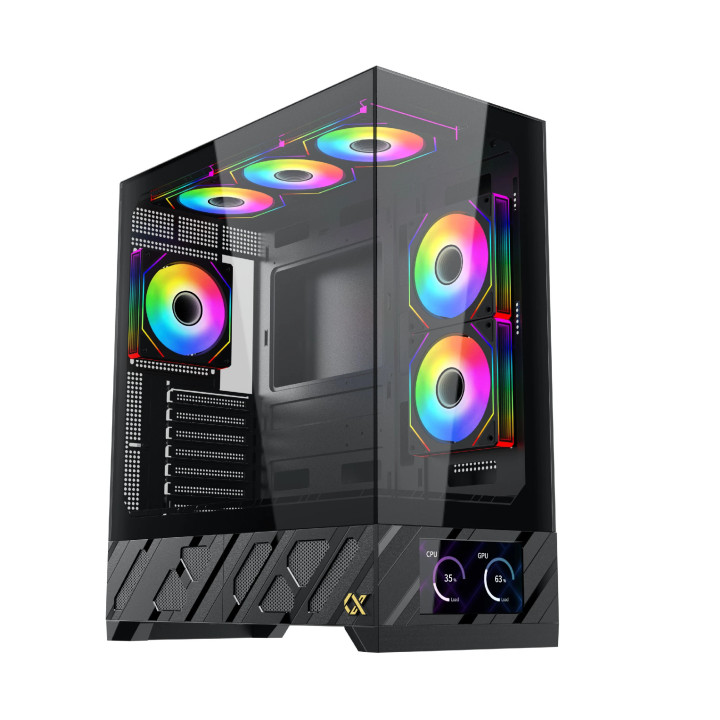 Кутия за компютър Xigmatek Alphard Pro, E-ATX, 6 inch LCD Display, 6бр. aRGB вентилатори - EN48227