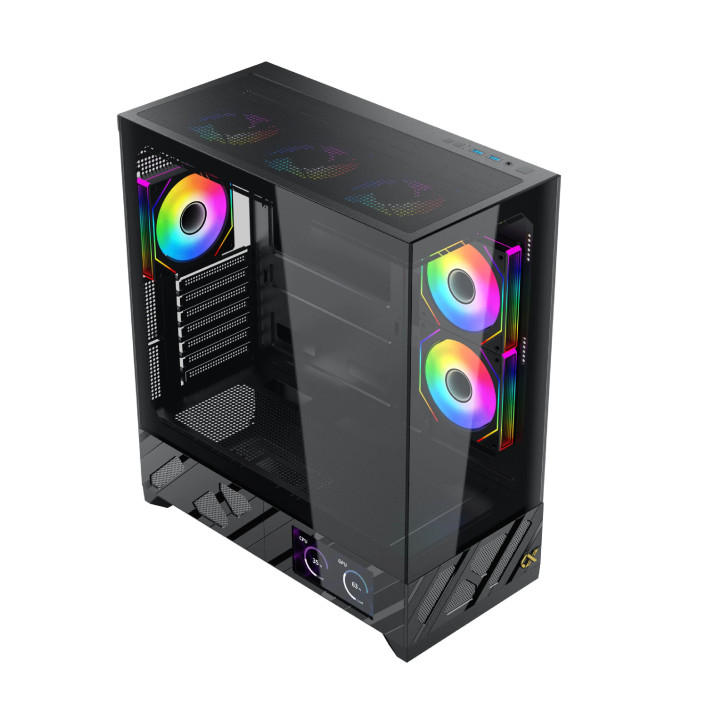 Кутия за компютър Xigmatek Alphard Pro, E-ATX, 6 inch LCD Display, 6бр. aRGB вентилатори - EN48227