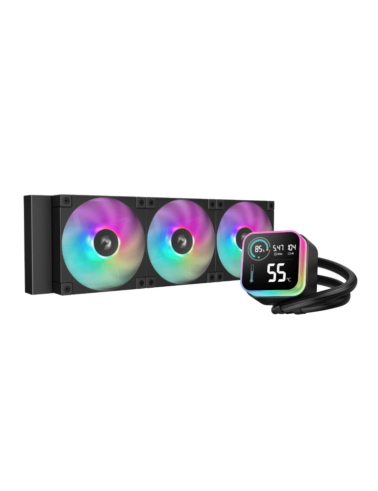 Водно охлаждане за процесор DeepCool LQ360, LCD Screen, A-RGB - R-LQ360-BKLSMW-G-1