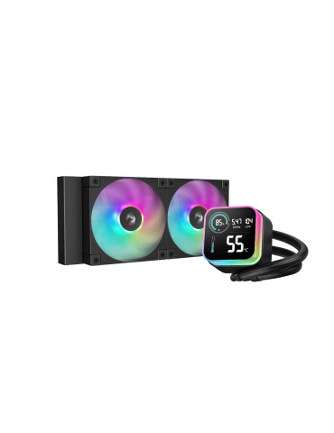 Водно охлаждане за процесор DeepCool LQ240, LCD Screen, A-RGB - R-LQ240-BKLSMW-G-1