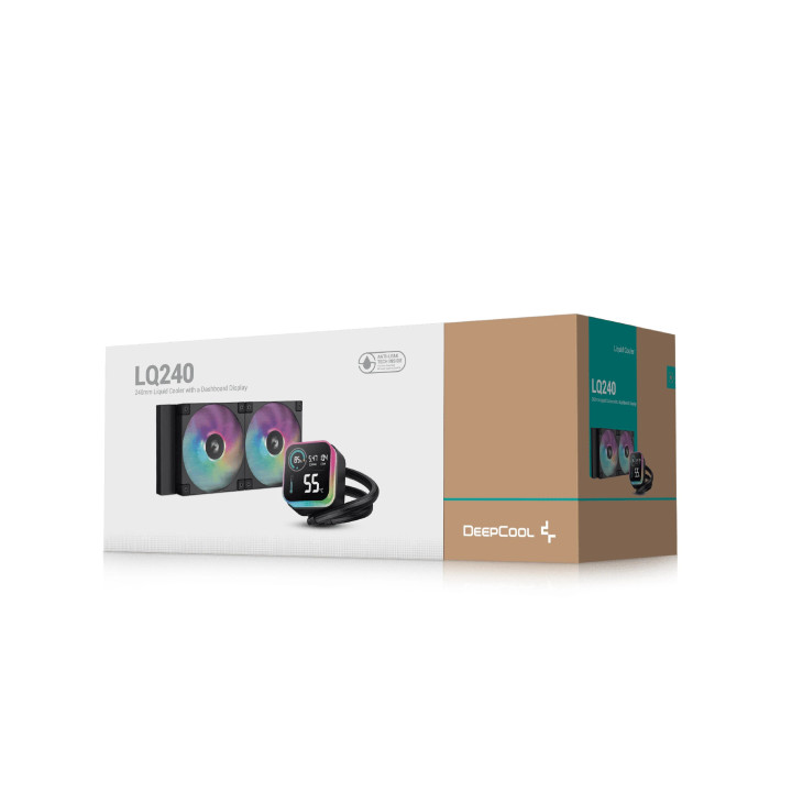 Водно охлаждане за процесор DeepCool LQ240, LCD Screen, A-RGB - R-LQ240-BKLSMW-G-1