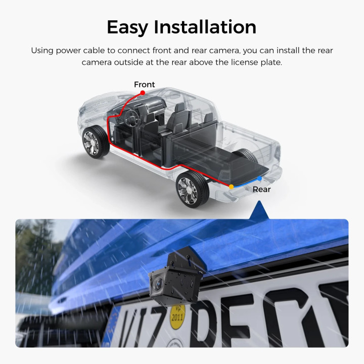 Водоустойчива камера за заден ход VIOFO Waterproof Rear Camera RWC200, 2K Quad HD, 9.5m cable included - VIOFO-RWC200-9.5m