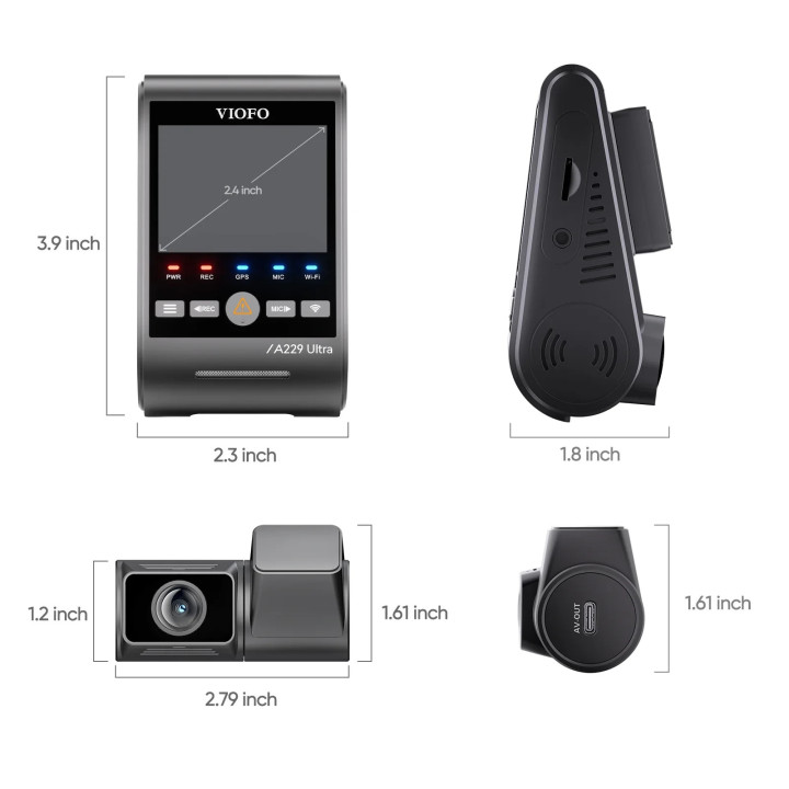 Видео регистратор VIOFO Dash Cam A229 Ultra 2 Channel, 4K, HDR, Dual Sony STARVIS 2 8MP, GPS, Bluetooth - VIOFO-A229-ULTRA-2CH