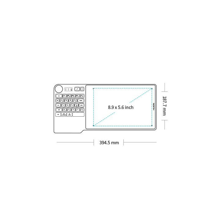 Графичен таблет HUION Inspiroy Keydial KD200, USB-C, Bluetooth, Metal Grey