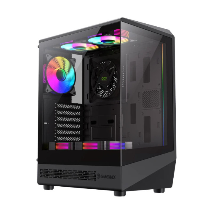 Кутия за компютър Gamemax Vista COC AB, ATX, 5 x 120 mm A-RGB Fans, MB Plate COC Fan - GM-VISTA-COC-AB