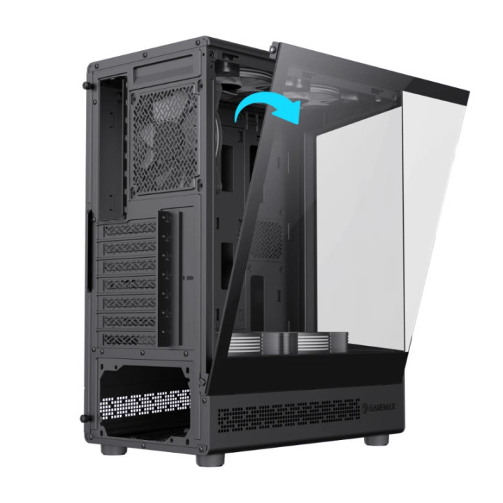 Кутия за компютър Gamemax Vista COC AB, ATX, 5 x 120 mm A-RGB Fans, MB Plate COC Fan - GM-VISTA-COC-AB