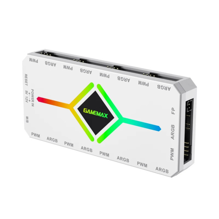 Разклонител за вентилатори Gamemax Fan Hub - V4.0 PWM ARGB Hub   Controller White - GM-14050101445