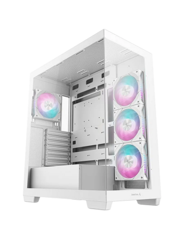 Кутия за компютър DeepCool CG580 4F WH, Mid Tower,  3x120mm ARGB Reverse Fans, 1x120mm ARGB Fan, Tempered Glass, Mesh Panel, White - R-CG580-WHADA4-G-1