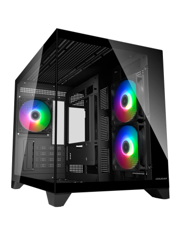 Кутия за компютър Cougar FV150 Mini RGB, Mid tower, Black - CGR-2QA6B-RGB