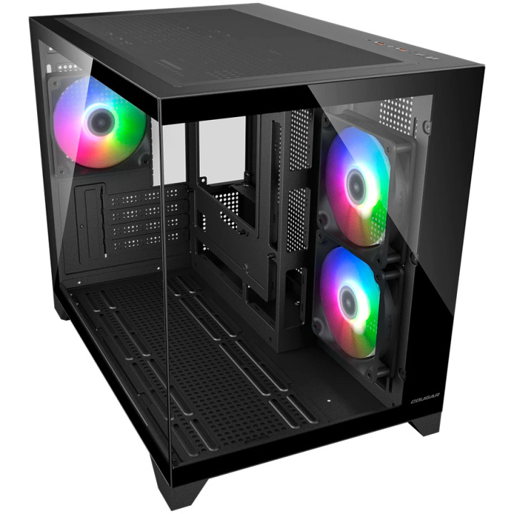 Кутия за компютър Cougar FV150 Mini RGB, Mid tower, Black - CGR-2QA6B-RGB