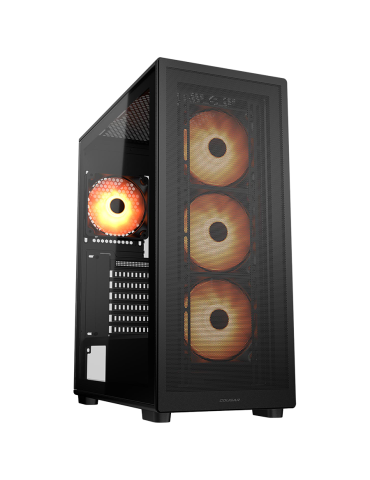 Кутия за компютър Cougar MX220 RGB Black, Mid Tower, Mesh Front Panel,4 x 120mm ARGB Fans,Transparent Left Panel - CGR-2AC8B-RGB