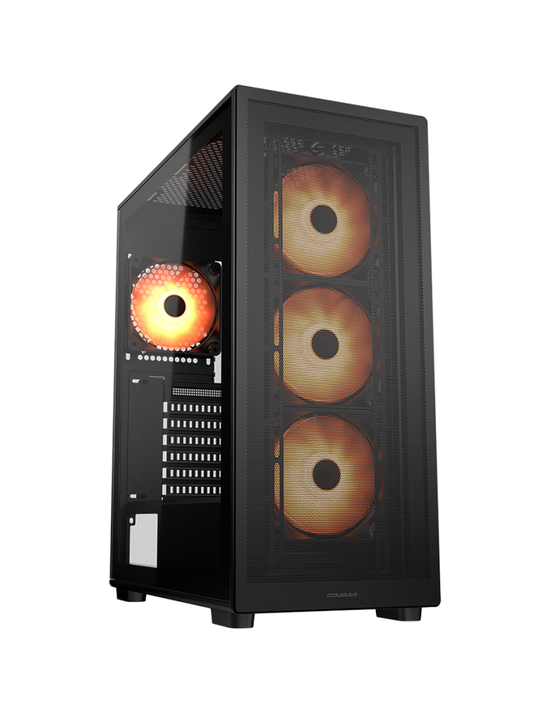 Кутия за компютър Cougar MX220 RGB Black, Mid Tower, Mesh Front Panel,4 x 120mm ARGB Fans,Transparent Left Panel - CGR-2AC8B-RGB