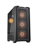 Кутия за компютър Cougar MX600 Black, Mid Tower, Mesh Front Panel, 3 x 140mm   1 x 120mm Fans, Transparent Left Panel - CGR-57C9B-RGB