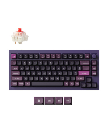 Безжична геймърскa механична клавиатура Keychron Q1 MAX Gateron Jupiter Red Switch - Purple - Q1M-V1