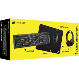 Геймърски комплект Corsair Геймърски бъндъл 4 в 1 - мембранна клавиатура K55 CORE, мишка HARPOON RGB PRO, слушалки с микрофон HS35 Surround v2 7.1, 3.5 мм   USB, пад MM100 - CH-9226F65-NA