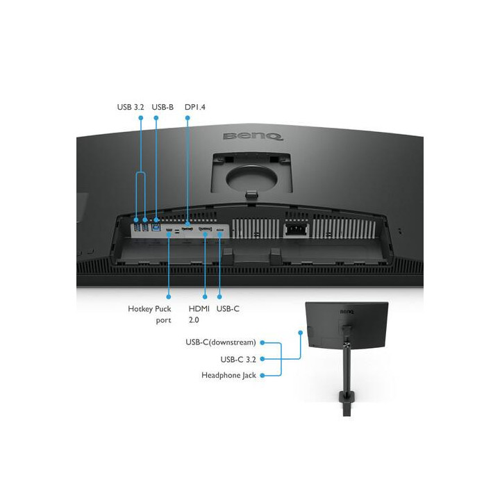 Монитор BenQ PD2706UA, 27", W-LED, IPS, 3840x2160, 60Hz, HDMI, DP, USB-C PD - 9H.LLKLB.QBE