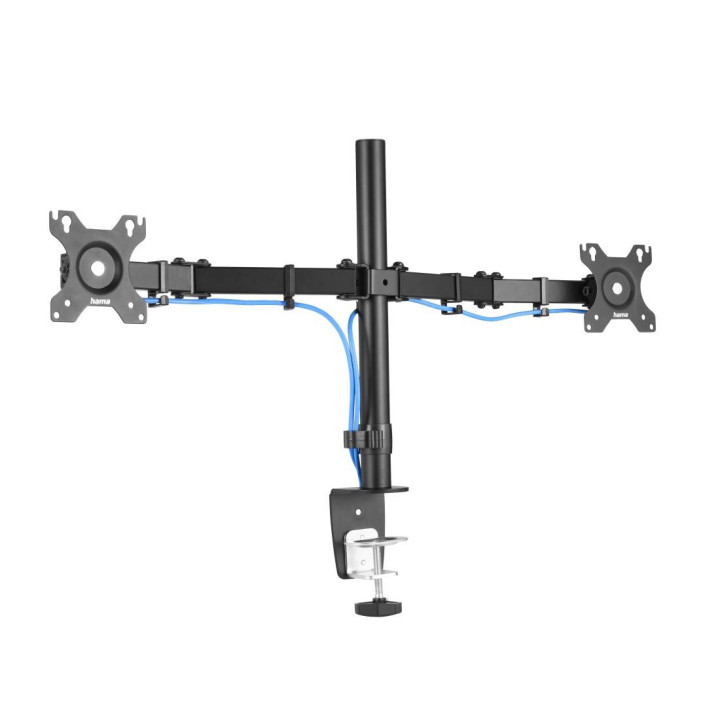 Стойка за 2 монитора за бюро HAMA Регулируема, 13" - 32", 8 кг, Swivel/Tilt, Черна - 118491
