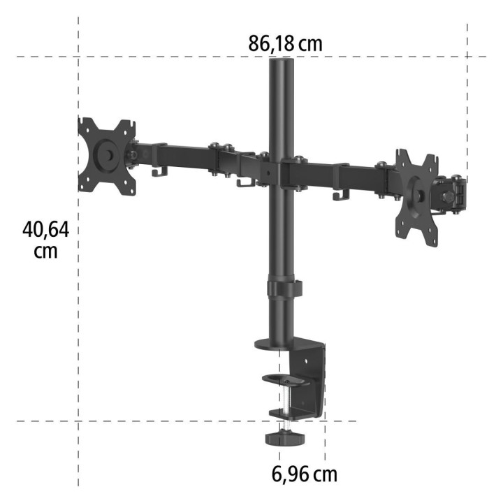 Стойка за 2 монитора за бюро HAMA Регулируема, 13" - 32", 8 кг, Swivel/Tilt, Черна - 118491