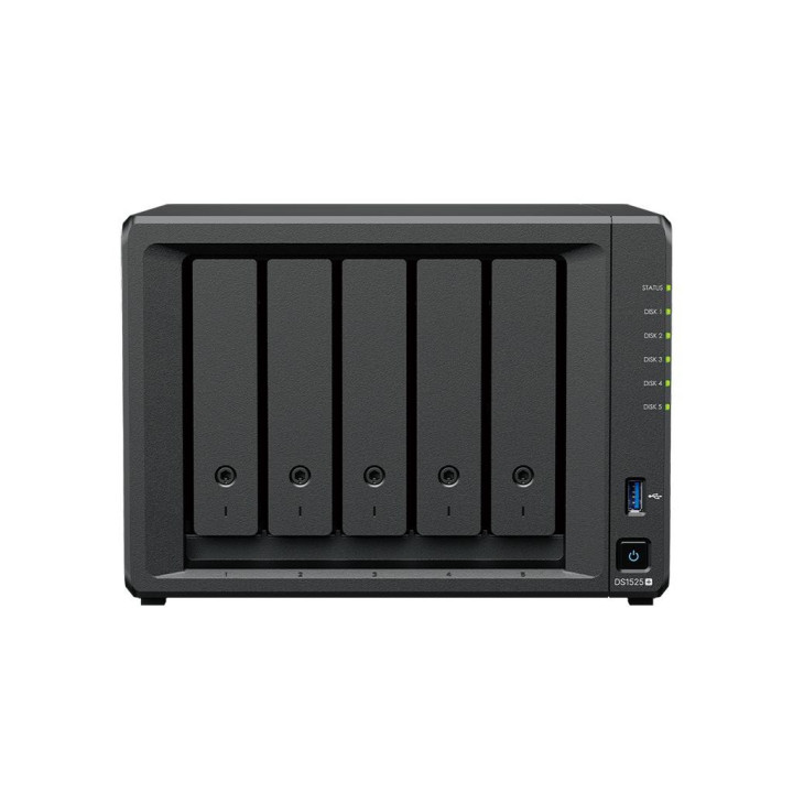 Мрежов сторидж Synology NAS DS1525 , за 5 диска, AMD Ryzen V1500B, 8GB DDR4 SODIMM