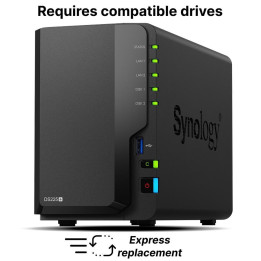 Мрежов сторидж Synology DS225 , за 2 диска, Intel Celeron J4125, 2GB DDR4 SODIMM