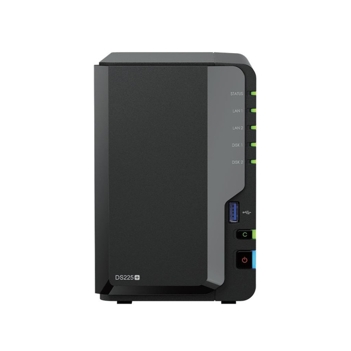 Мрежов сторидж Synology DS225 , за 2 диска, Intel Celeron J4125, 2GB DDR4 SODIMM