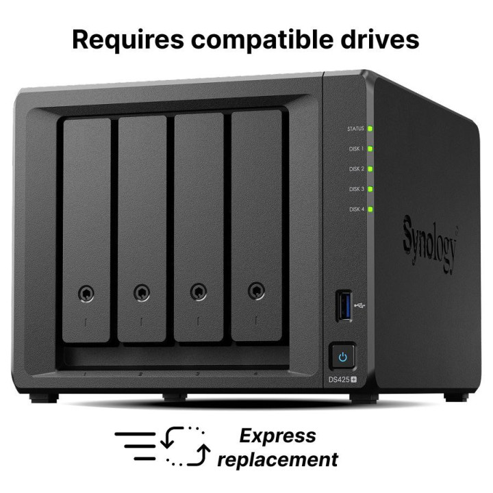 Мрежов сторидж Synology DS425 , 4-bay за 3.5" 2.5", 2 x M.2 NVMe NAS
