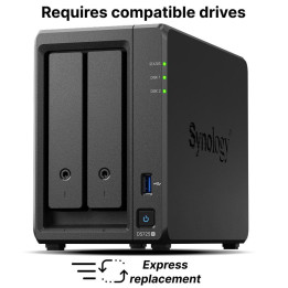 Мрежов сторидж Synology DS725 , за 2 диска 3.5"/2.5", 2 x M.2 NVMe NAS