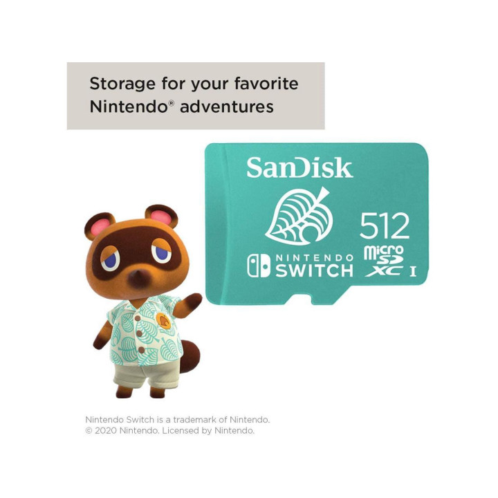 SD карта SanDisk for Nintendo Switch, microSDXC UHS-I, 512GB, До 100MB/s - SDSQXAO-512G-GNCZN