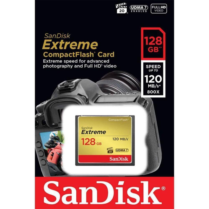 SD карта SanDisk Extreme, CompactFlash, Memory Card 128GB - SDCFXSB-128G-G46