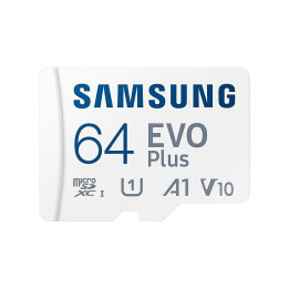 SD карта Samsung EVO Plus, microSDXC, UHS-I, 64GB, Адаптер - MB-MC64SA/EU