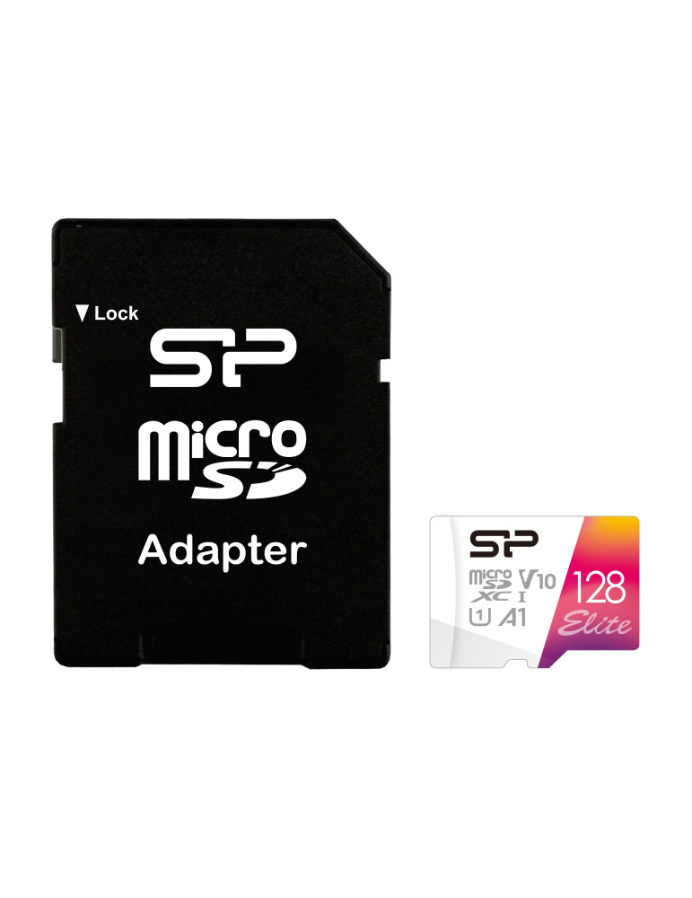 SD карта Silicon Power Elite Colorful 128GB, microSDXC, Class 10, SD Adapter - SP128GBSTXBV1V20SP