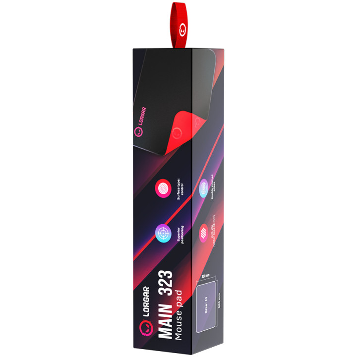 Геймърски пад Lorgar Main 323, Precise control surface, Red anti-slip rubber base,  360mm x 300mm x 3mm - LRG-GMP323
