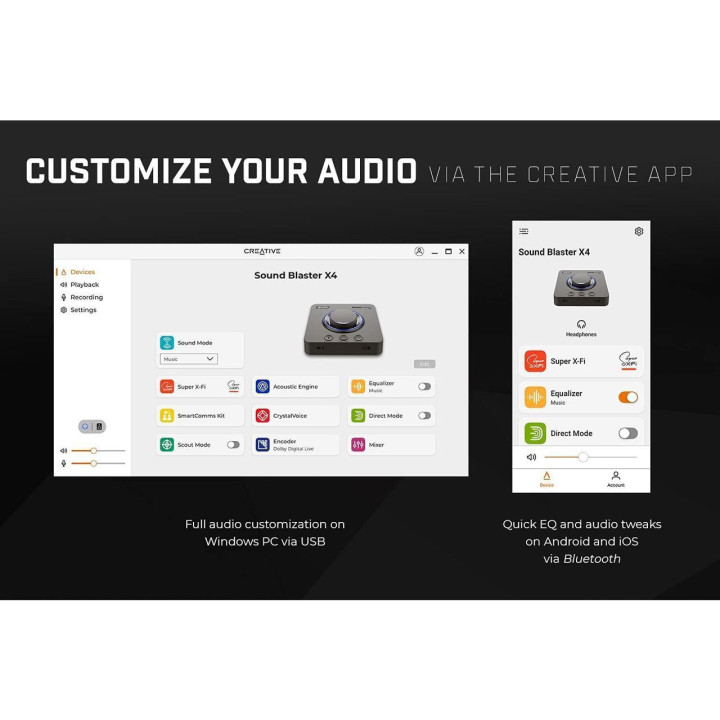 Външна звукова карта Creative Sound Blaster X4, USB-C, DAC, Super X-FI, TOSLINK - CREAT-SND-X4