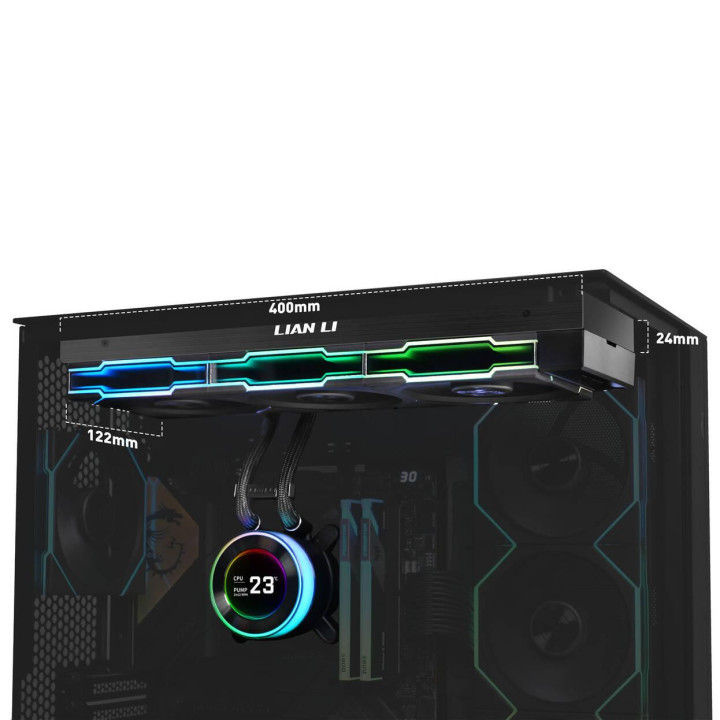 Водно охлаждане за процесор Lian Li HydroShift II LCD-C 360TL ARGB - Черен - G89.GHS2LCD36TB.00