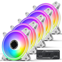 Комплект вентилатори EZDIY-FAB Moonlight White RGB PWM 120mm - 5 Pack - EZDPI076-7