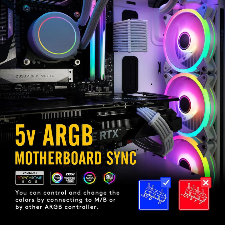 Комплект вентилатори EZDIY-FAB Moonlight White RGB PWM 120mm - 6 Pack - EZDPI117-5